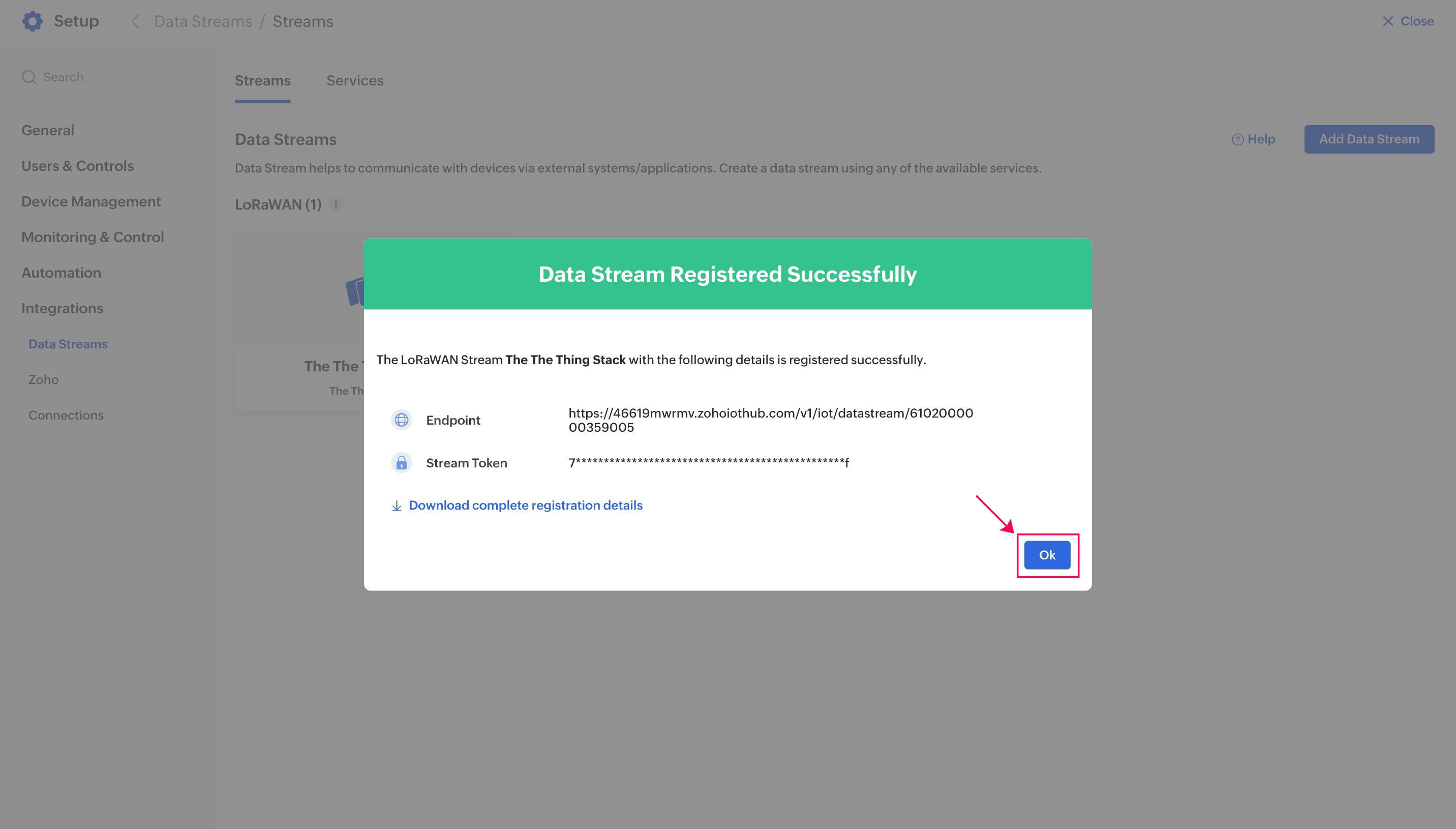 Click Ok Successful in Dialog Box