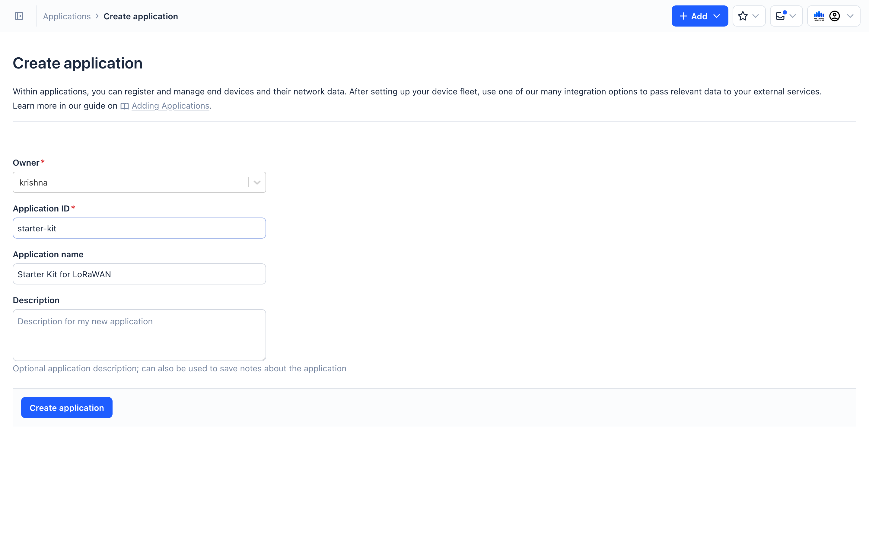 Create an application
