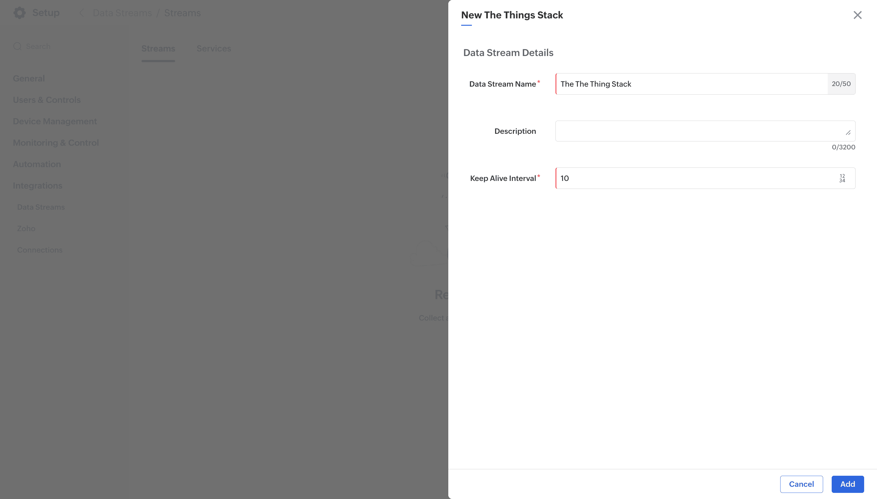 Fill Data Stream Form