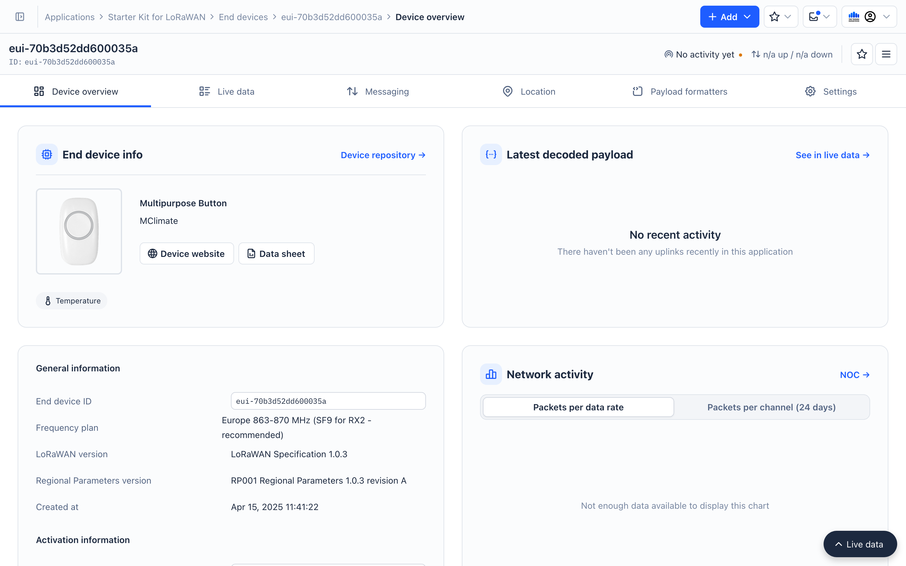 Registered end device