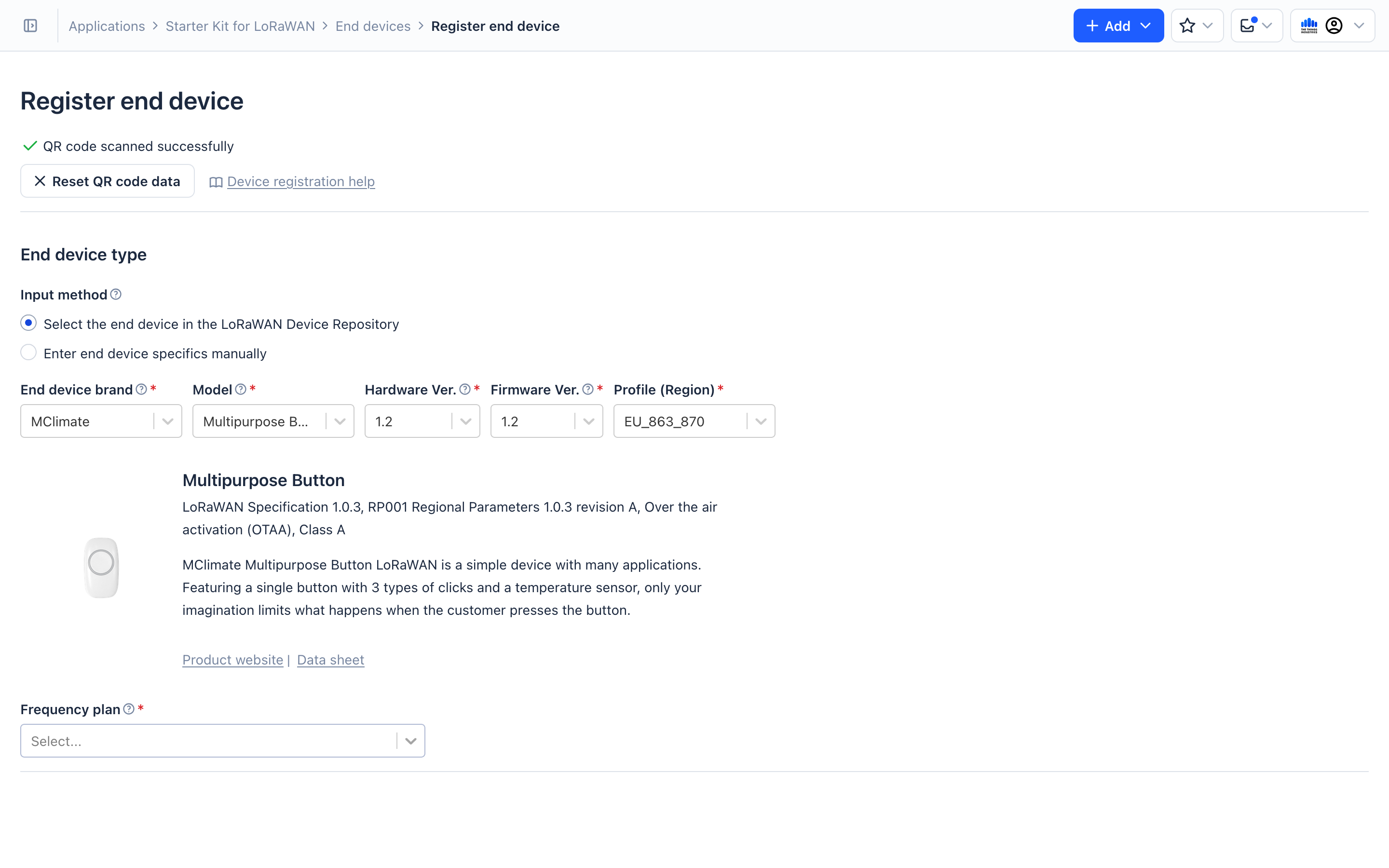 Select frequency plan