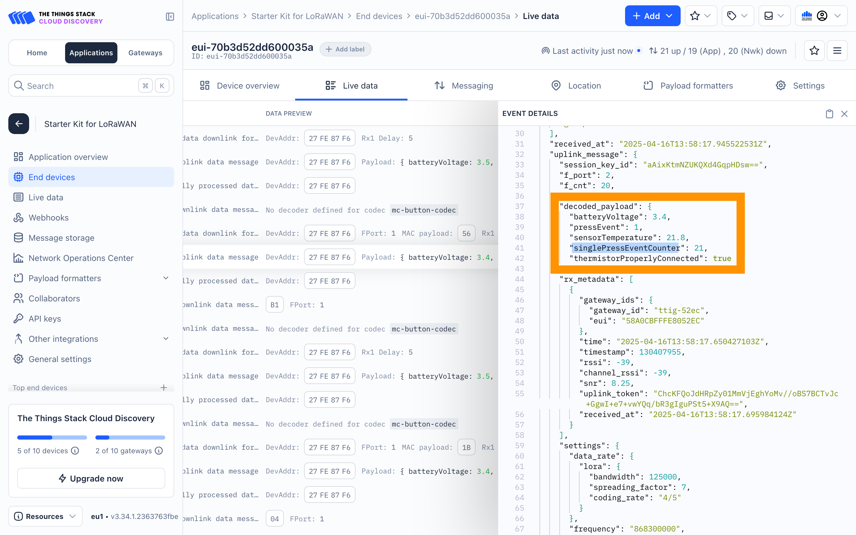 Single press counter